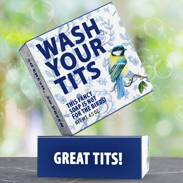 Novelty + Prank Soap - Wash Your Tits Bar Soap